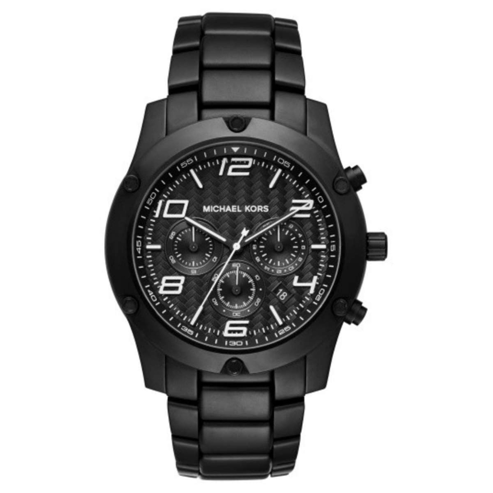 (NWOT)Michael Kors Black Caine Metal Chrono Mk8473 Watch